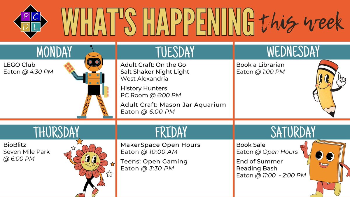 Take a look at what we have coming up next week. For more information, visit preblelibrary.org/events