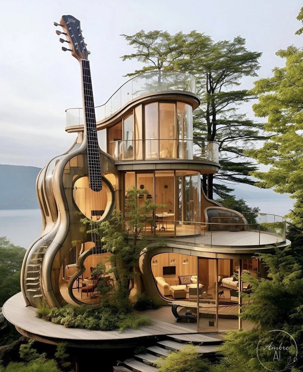 HOUSEPORN___'s tweet photo. Guitar-shaped house. https://t.co/AtJro0W8SQ