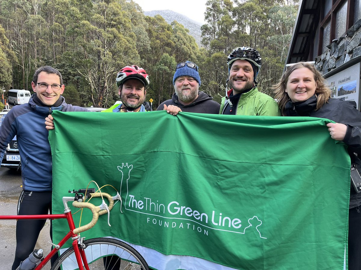 Tas_Land's tweet photo. This morning TLC are supporting The Thin Green Line Foundation with staff riding up snowy #kunanyi to raise vital funds on #worldrangerday for rangers in #Uganda.
Donate to our colleague, Phil Wise’s, fundraiser here: https://t.co/0aRVsZxNfP
#thingreenlinefoundation #snowbart https://t.co/hpKq9RL08j