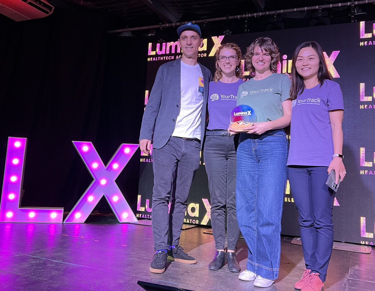 Great to see two fantastic teams representing Griffith at the <a href="/LuminaX_acc/">LX Health</a> pitch evening! 👏

Congratulations to YourTrack, the winning team (pictured below), who received the 2023 LuminaX Cohort Award!🎉