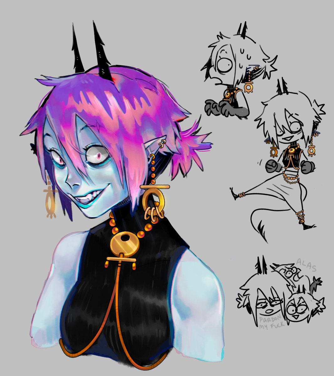 tiefling monk design i was playing around with to have as back-up in case one of my dnd characters eat shit