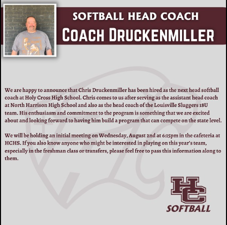 Blessed. Really excited to be named Softball Coach at Holy Cross. It's a life long dream to coach at the HS Level and this was the perfect place for me. Ready to get to work leading these young ladies at such a great School with so much tradition.