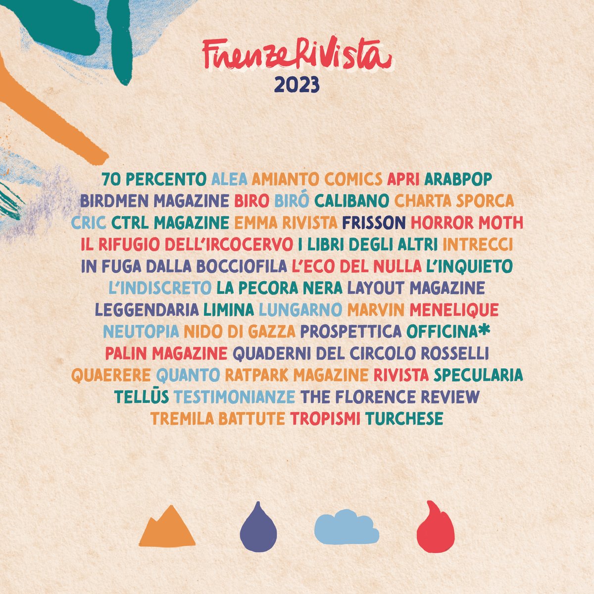 #31luglio | ❤ Siete pronti per #firiv23 a Le Murate a #firenze dal 22 al 24 settembre? Ecco le riviste iscritte! 👇