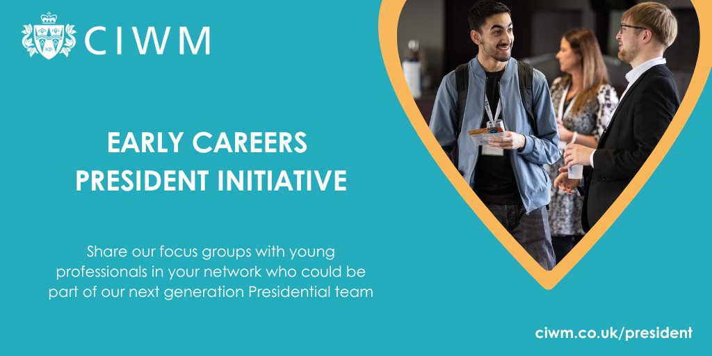 Are you interested in becoming our first ever Early Career President? Do you know someone who would thrive in the role?

Join our focus group, today @ 4, to share your views on the concept. Can't make it? There's an email address to share your thoughts.
ciwm.co.uk/president
