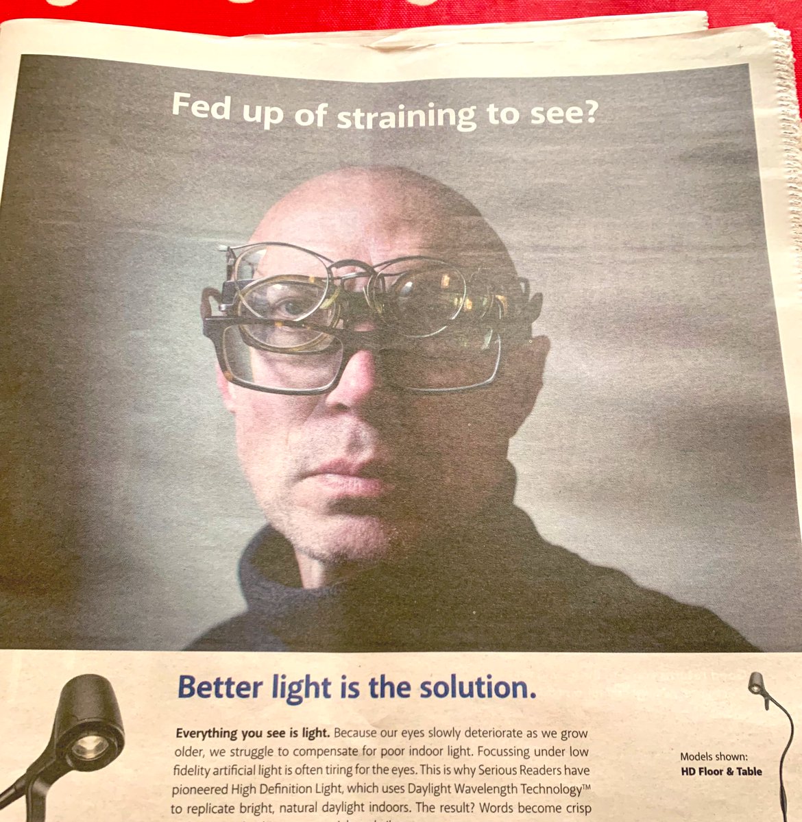 mooreteavicar's tweet photo. I mean, I’m no ophthalmologist but I can’t imagine the five pairs of specs are helping. https://t.co/OJLVjFFEph