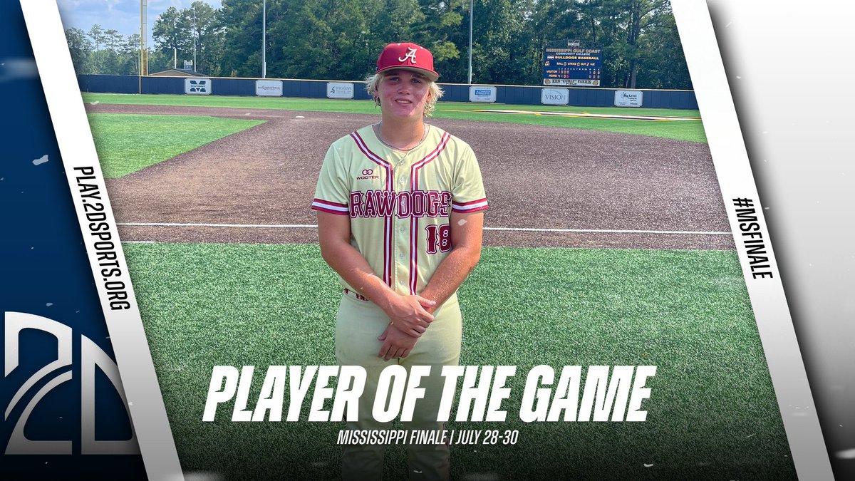 ⭐️ PLAYER OF THE GAME ⭐️

Camden Payne: 2-2 2B 3RBI 2BB

Summer Team: <a href="/alabamarawdogs/">Alabama Rawdogs</a> 

#MSFinale
<a href="/2DsportsMS/">2D Sports Mississippi</a>