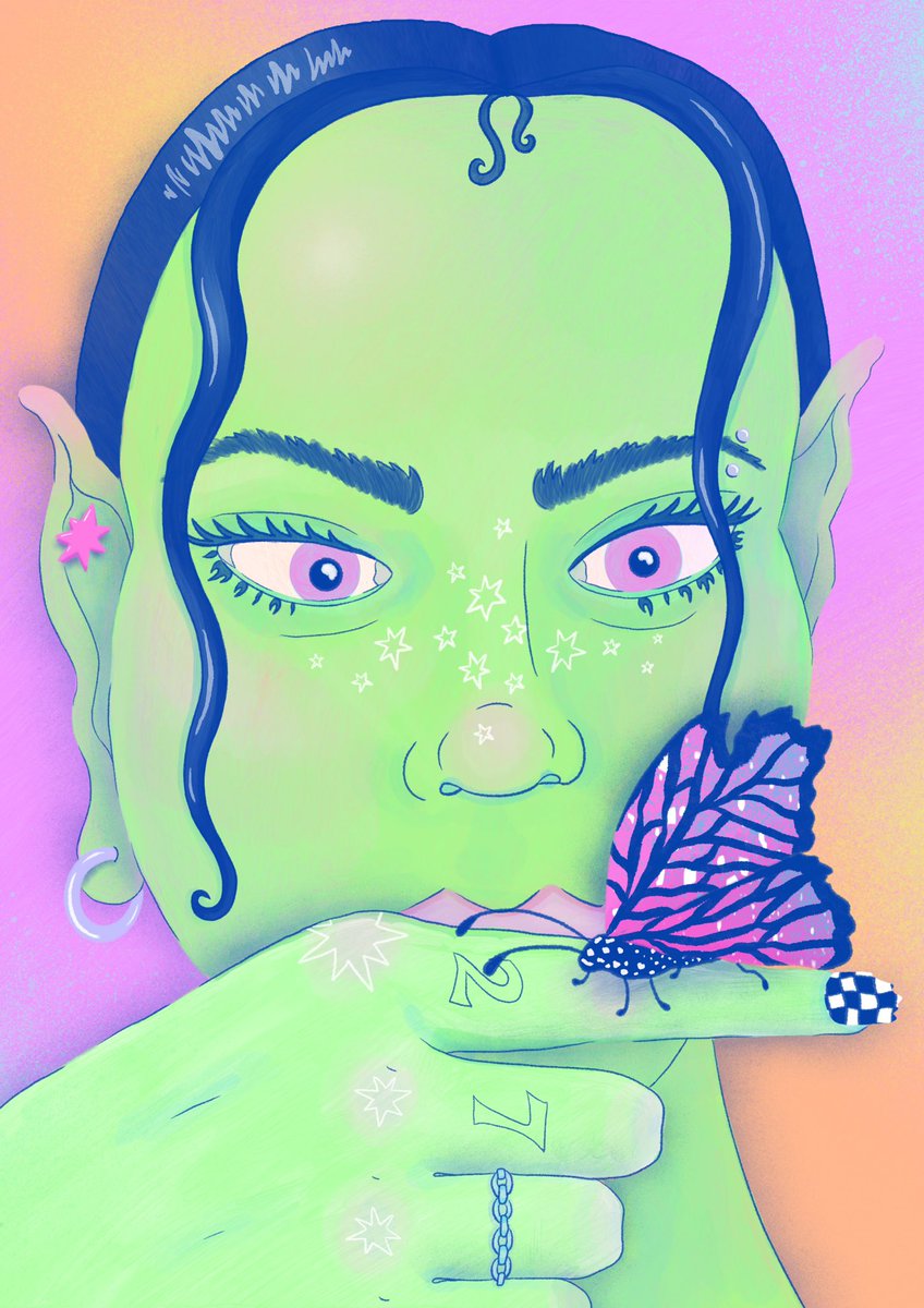 wildechloe3's tweet photo. 🦋💚 message me if you’re interested in buying a commission! 
.
.
.
#art #artist #artwork #illustration #illustrator #drawing #painting #mixedmedia #procreate #digitalart #wildechloeart #portrait #butterfly #commissionsopen https://t.co/2ZnMiB05EP