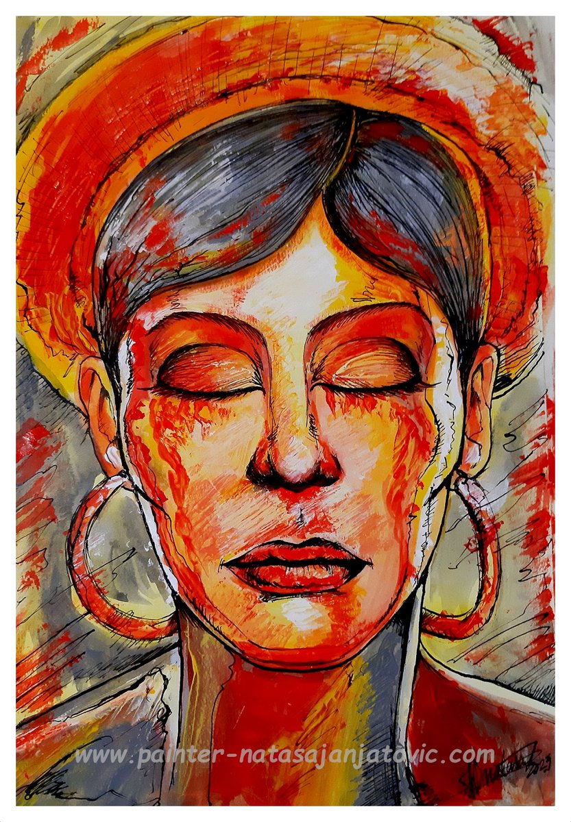 LilithN's tweet photo. New painting from today, A GIRL IN A STRAW HAT, acrylic and black ink on paper, 27 x 39 cm. For buying prints visit my FAA page https://t.co/Iq9SIq4yOy https://t.co/TlkKtV8sgY