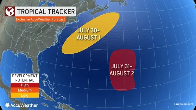 Two potential areas being monitored. The one stretching from the Outer Banks to Cape Code would have a northeastern trajectory so it would essentially head out to see if it did take form. I’m more curious about the other. Things will start to pick up now.