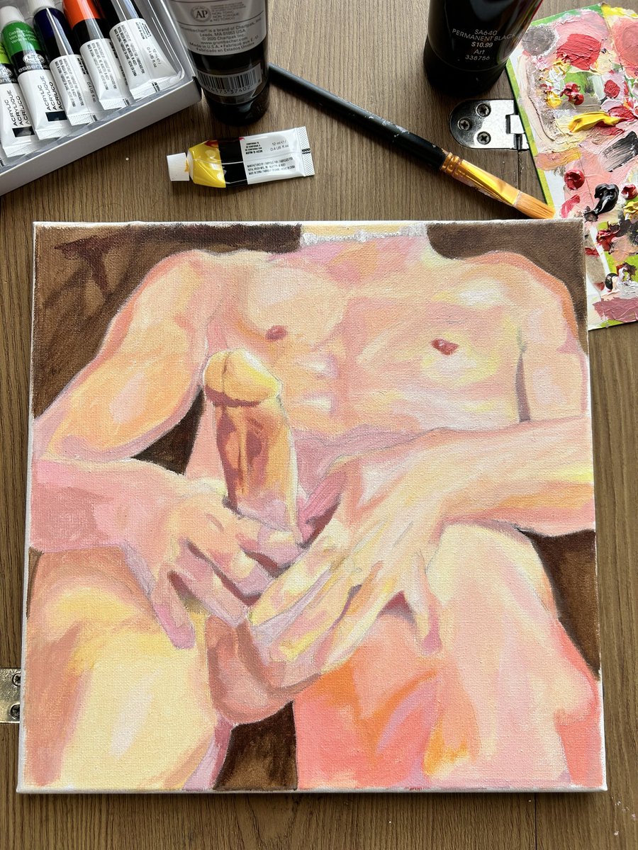SanMoSally's tweet photo. Party Shack Fun, 2023, acrylic paint on canvas.

#gayart #eroticart #eroticgayart #gaynudepainting https://t.co/OwPFHu1gTx