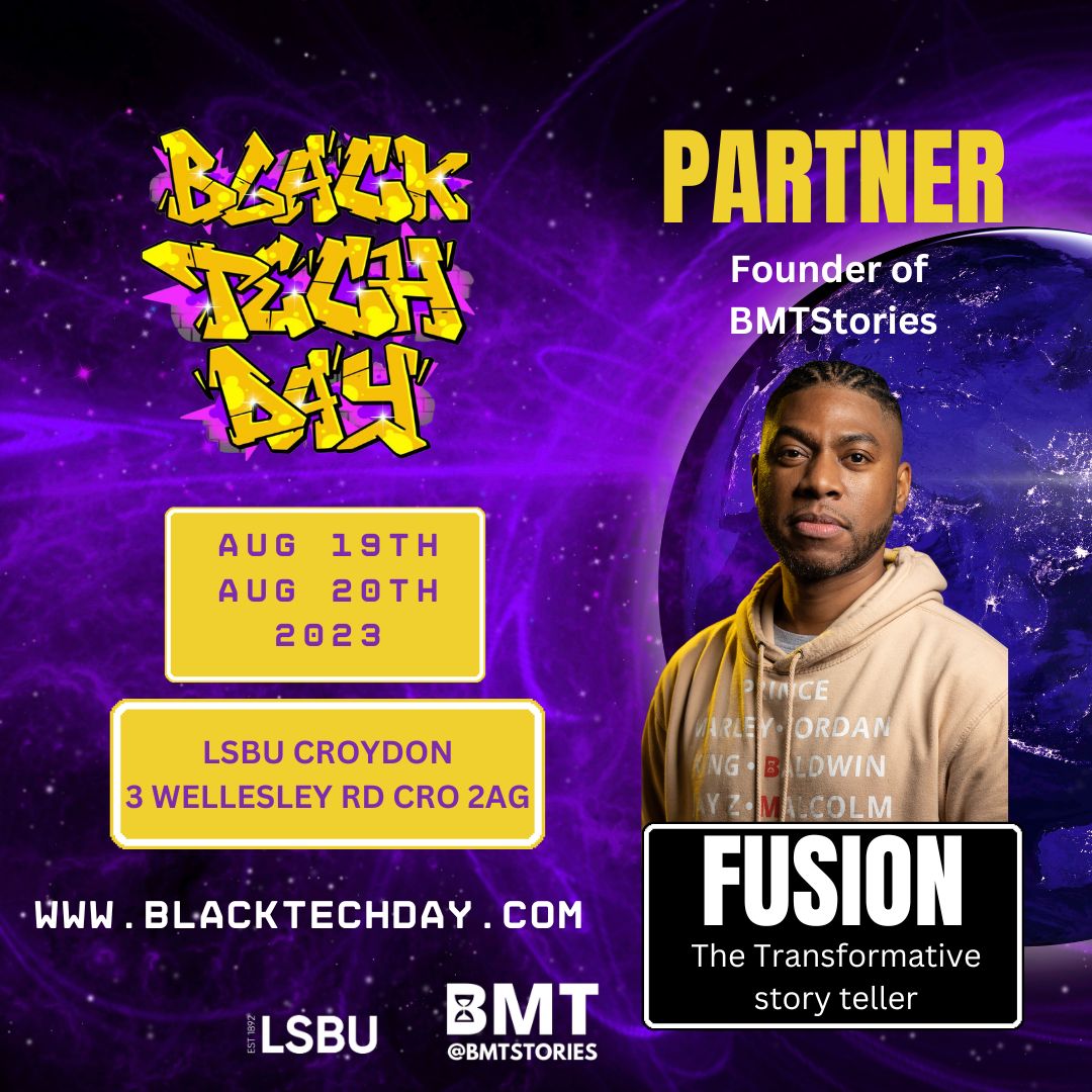 blacktechday's tweet photo. The stories they'll tell about us...
The Transformative Storyteller @iitsfusion and #BlackTechDay
Get your ticekts NOW: https://t.co/ueA3EDnjMP
#BTD #partner #storytime #FridayVibes @mrdextersimms #Fusion #transform #IITSPIRATION @BrixtonBlog @InsideCroydon https://t.co/7DI4K7V3oe