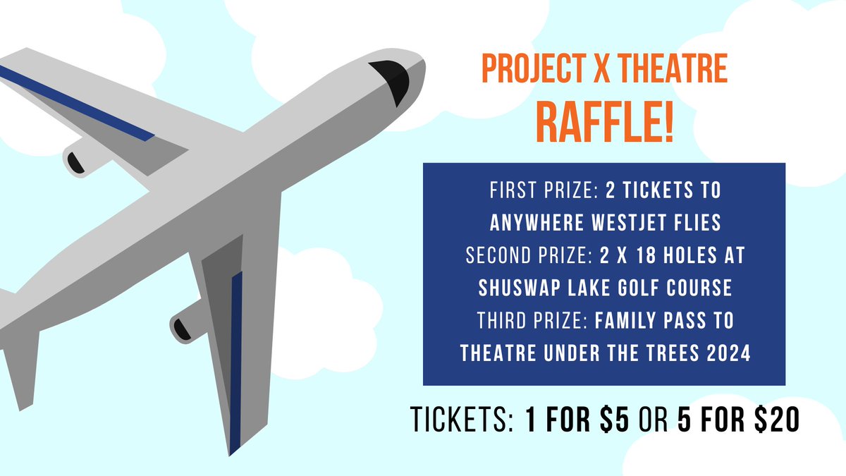 It's the last week to get your raffle tickets! 🎟 We have 3 incredible prizes that you won't want to miss the chance of winning! 🏆

Tickets: 1 for $5 or 5 for $20 💸

Learn more and get your raffle tickets today at projectxtheatre.ca/2023raffle. 🔗 Sales end August 4, 2023!