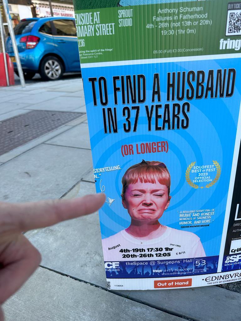 aliceIW's tweet photo. And our first #Spotted 🙏 @RavenJoyful for sending! See you tomorrow (and by tomorrow I mean Tuesday) #Edfringe #fillyerboots @theSpaceUK @VeeLondon @markdirects @sloanietime @AliZCronin #Howtofindahusband https://t.co/P3w07jZ13J