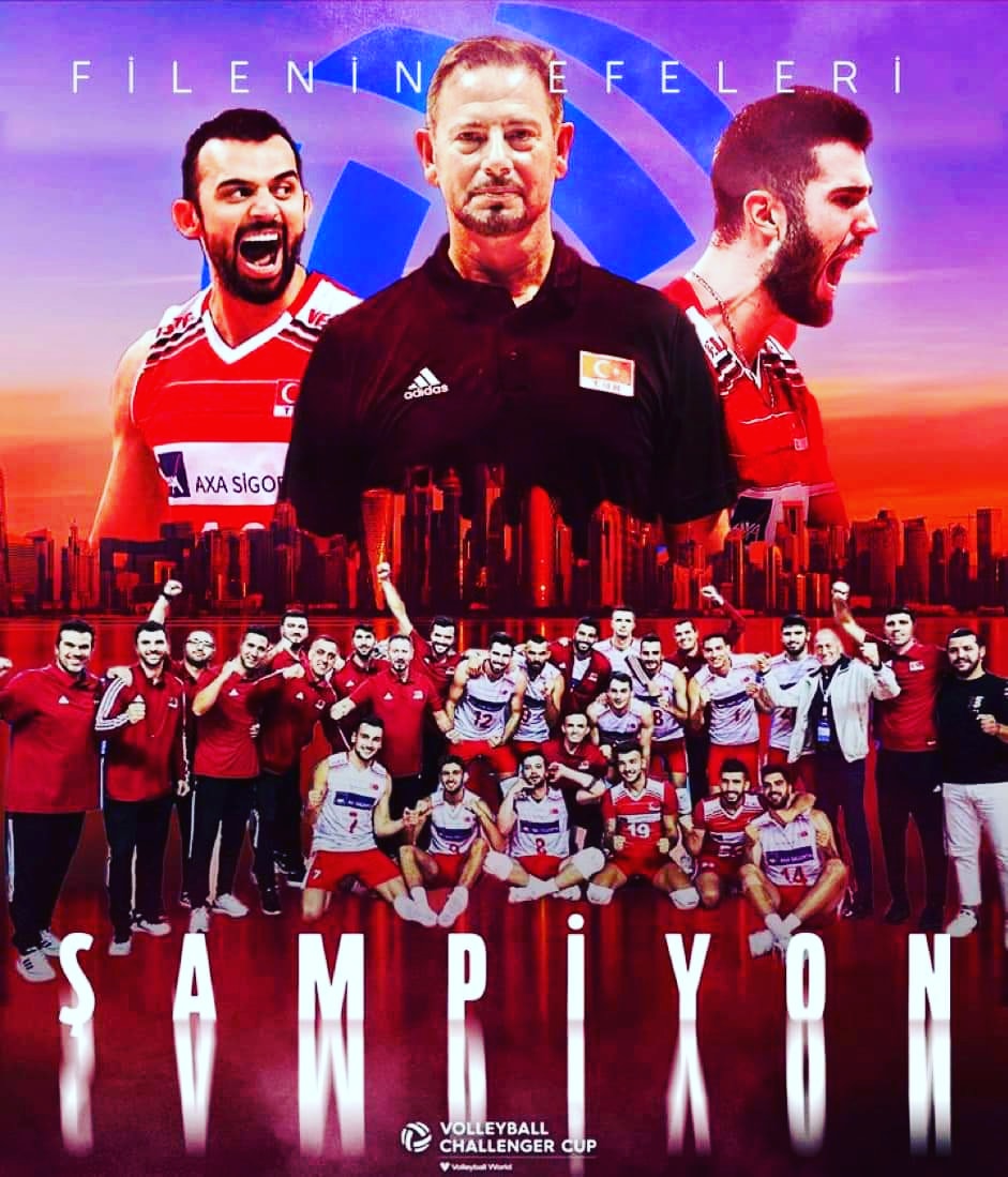 Gururumuzsunuz #FileninEfeleri 🇹🇷🇹🇷 🇹🇷 
FIVB Challenger Kupası finalinde dünya şampiyonu olan Filenin Efeleri’ni yürekten kutluyorum. 👏🏻👏🏻👏🏻 Final maçında evsahibi Kstarı 3-2 yenerek şampiyonluk kupasını alarak milletler liğinde oynamaya hak kazanmıştır. #TÜRKİYE 🇹🇷🇹🇷