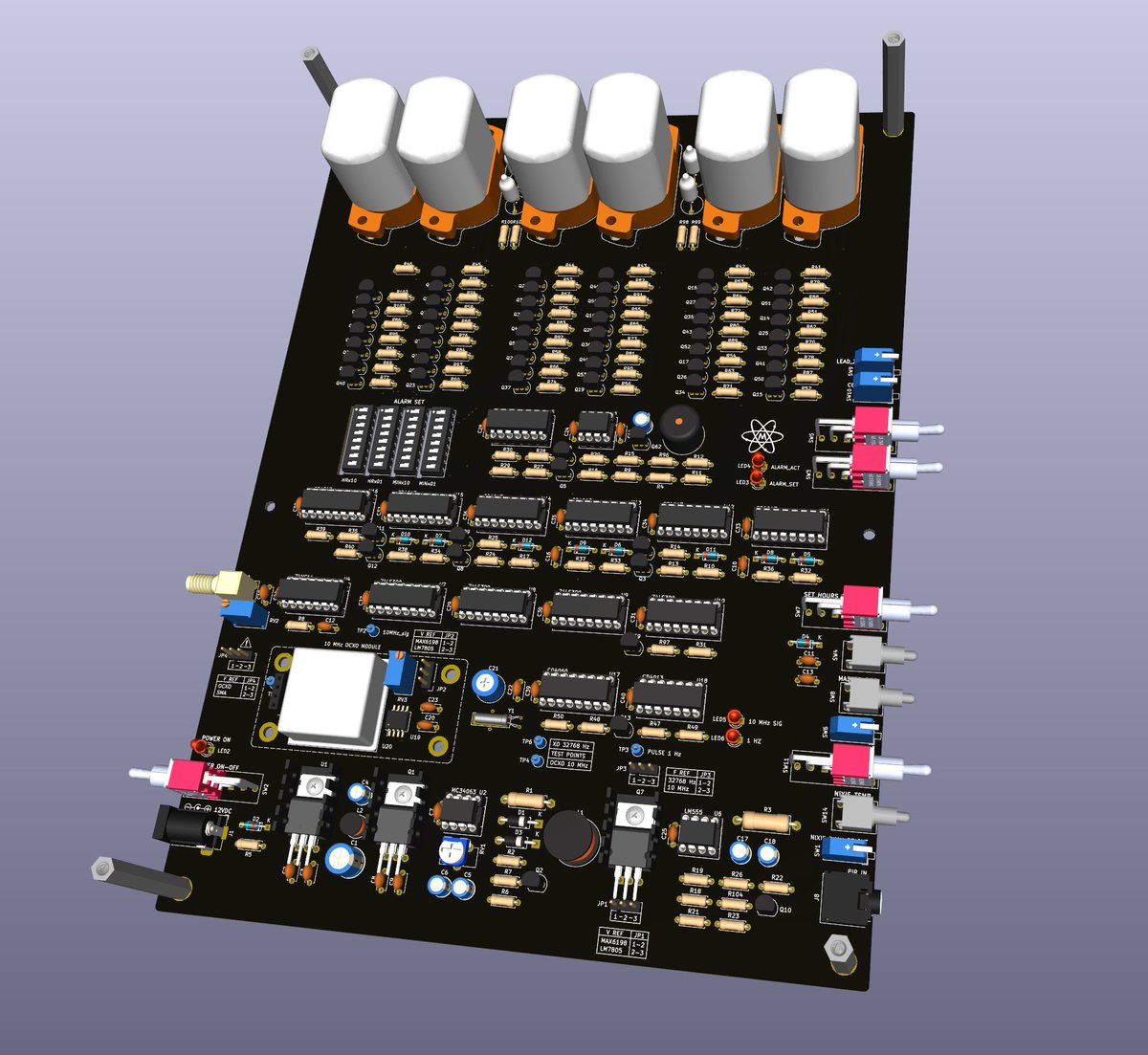LegacyDevices_'s tweet photo. Real time, single board Nixie clock - Not a line of code in sight!
Time has come to design a new improved version of my real time CMOS/TTL Nixe Clock - this time on single PCB which should be a centre piece and/or talking point. WIP #nixie #nixieclock #clock #pcb #kicad https://t.co/PDHdNioVC4