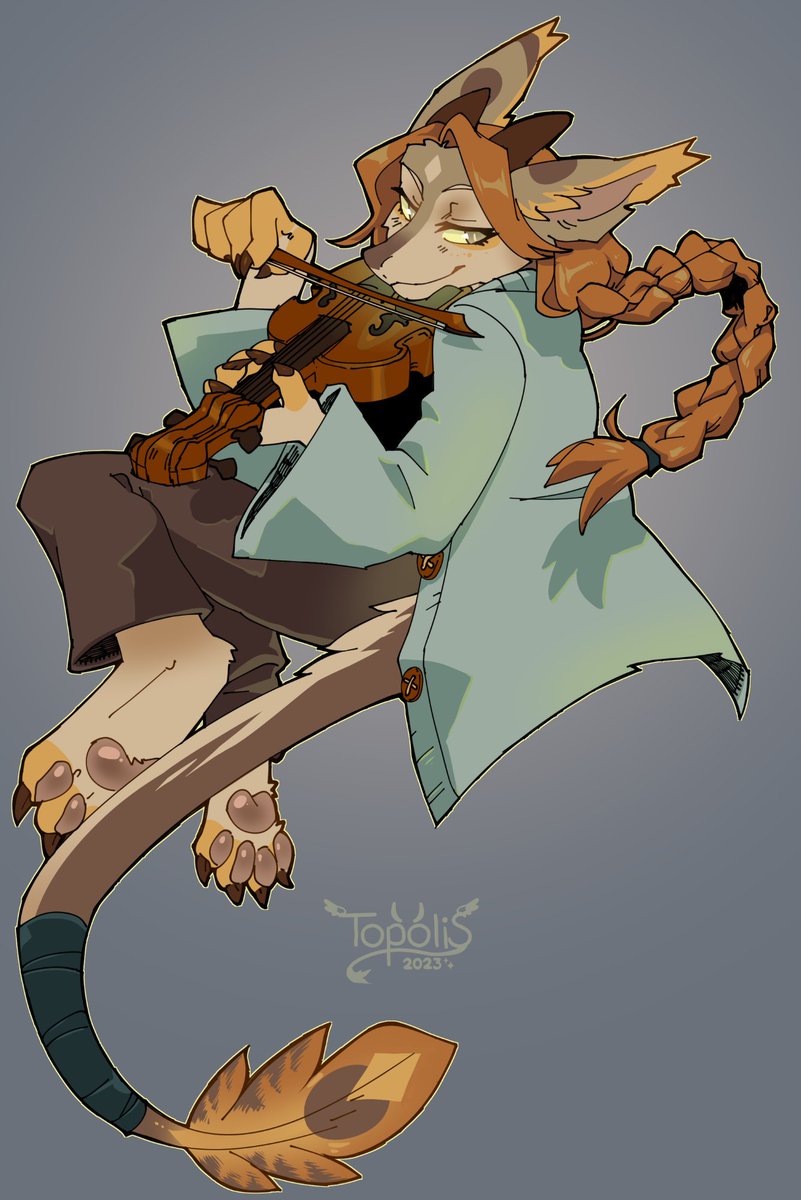 Topolisu's tweet image. Art Fight for Karandro! First time drawing a violin, lawd. x);