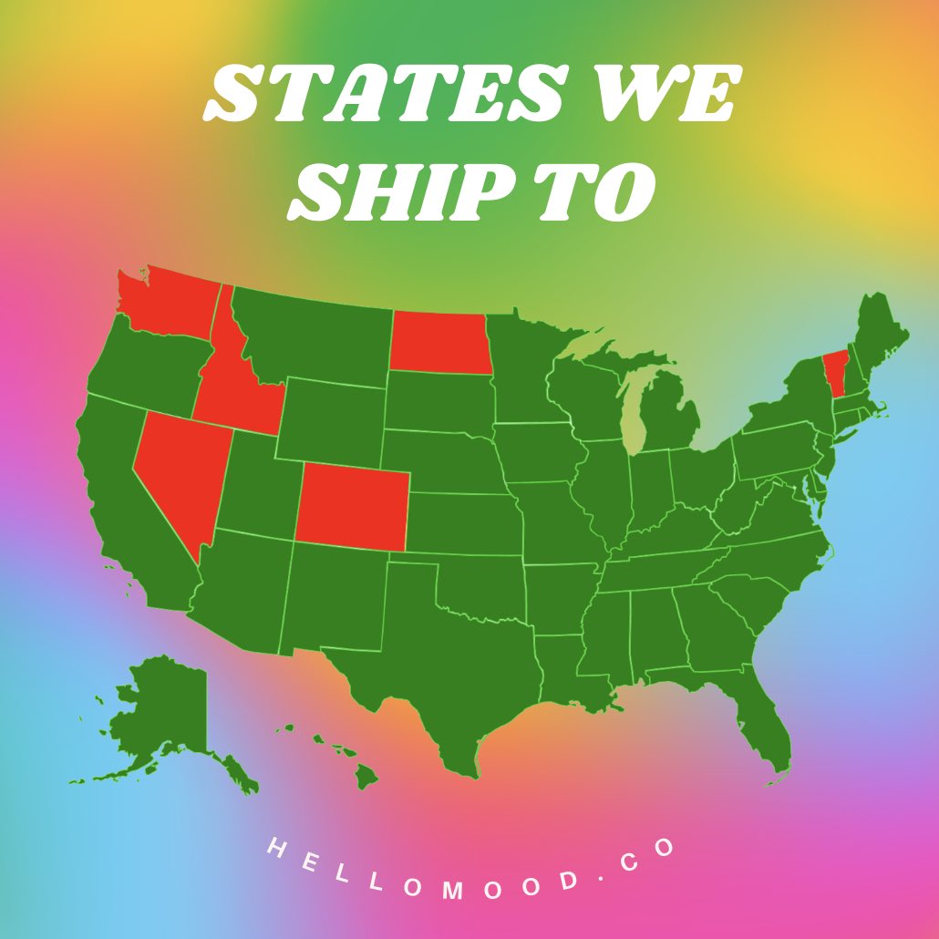 All the states that we ship to📦🎉

#THC #HelloMood #THCEdibles