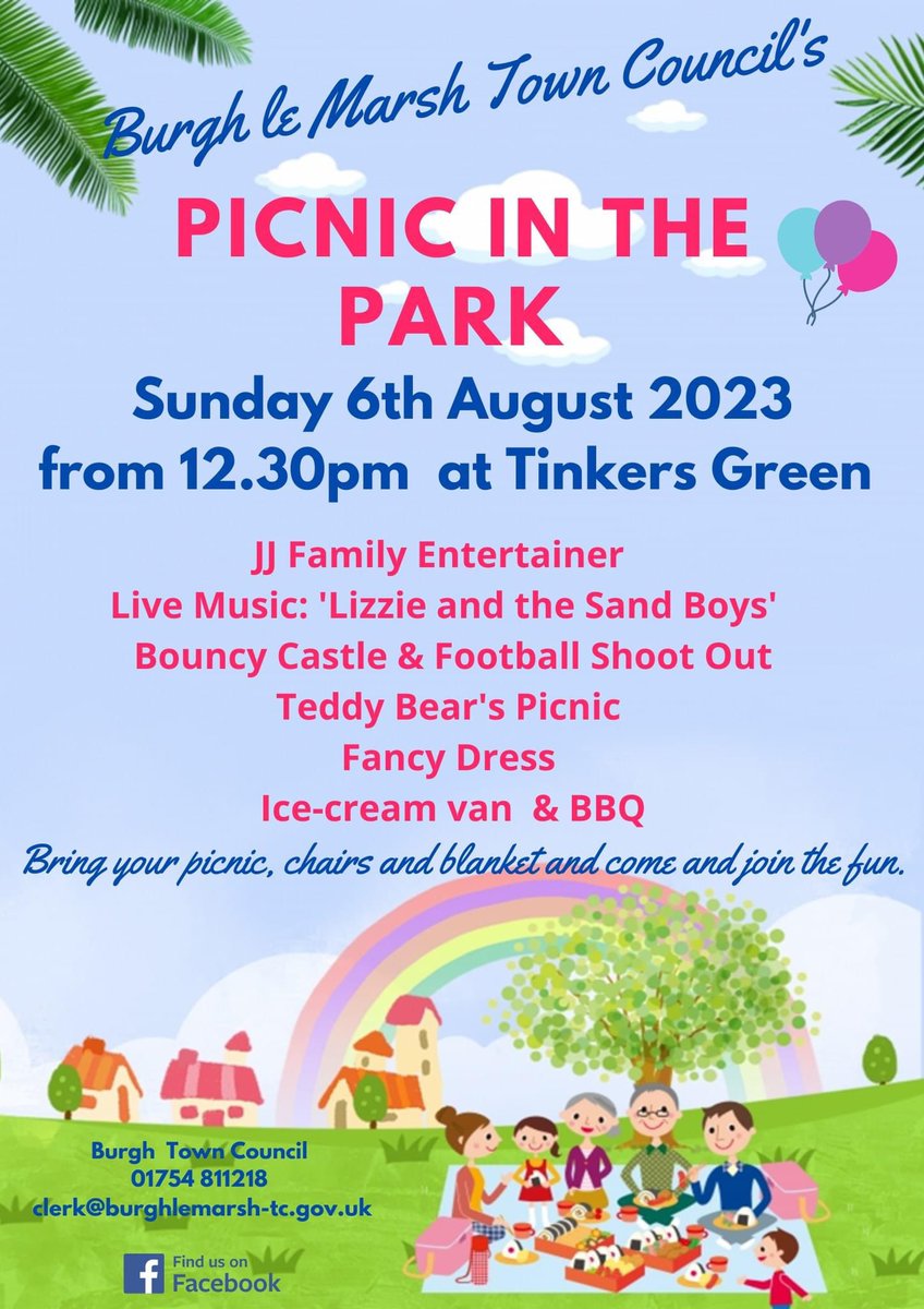☀️Picnic in the Park☀️

📌Burgh Le Marsh Tinkers Green
 ///tanks.flop.spell 

🪅Fun for all the family 

🌍GroupTogetherLtd.com

**Proud to have been working with, for you, since 2012**

#event #familytime #burghlemarsh #summer #picnic #fun #livemusic #skegness