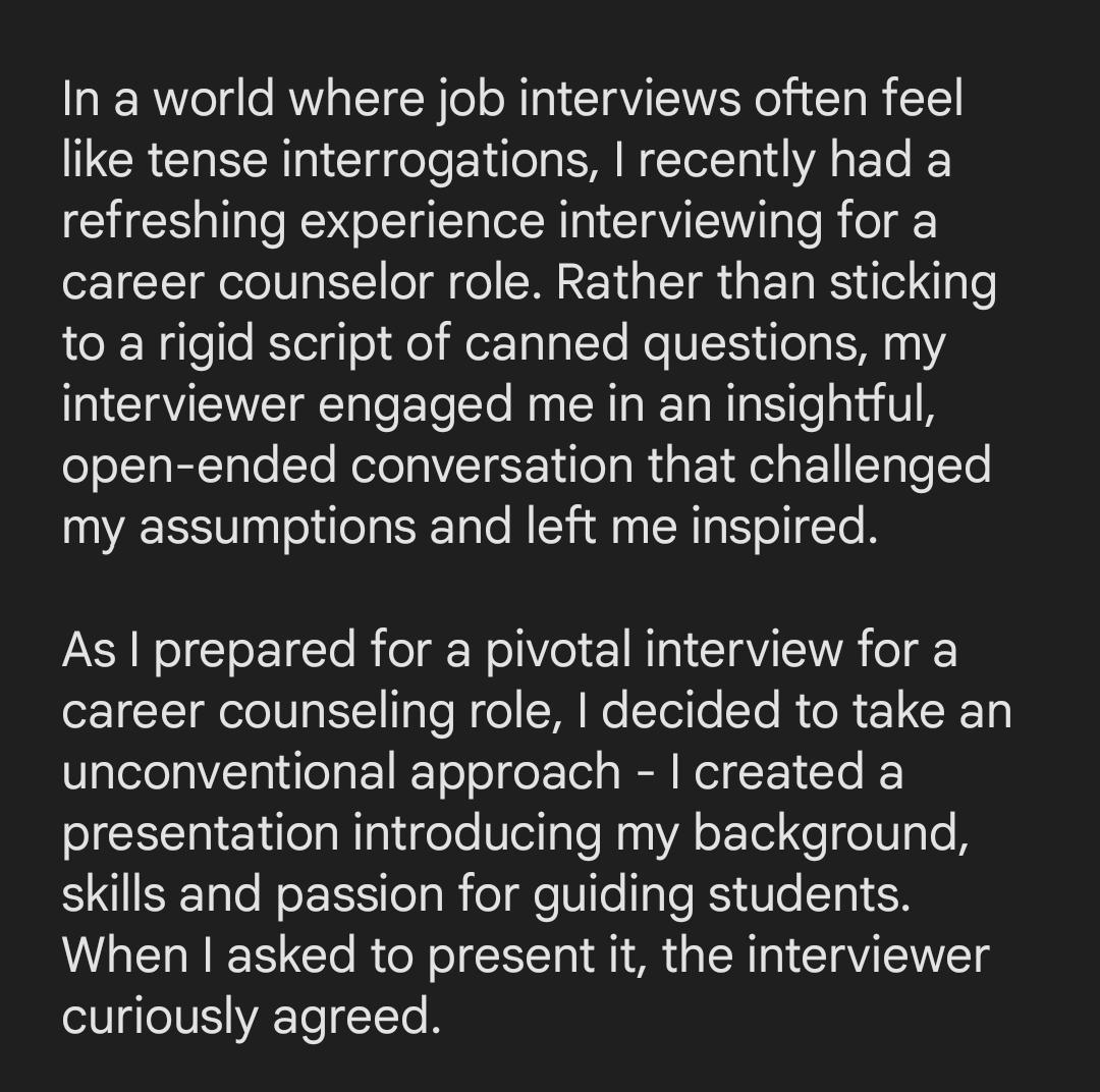 Reflecting on a ThoughtProvoking Interview I recently had an