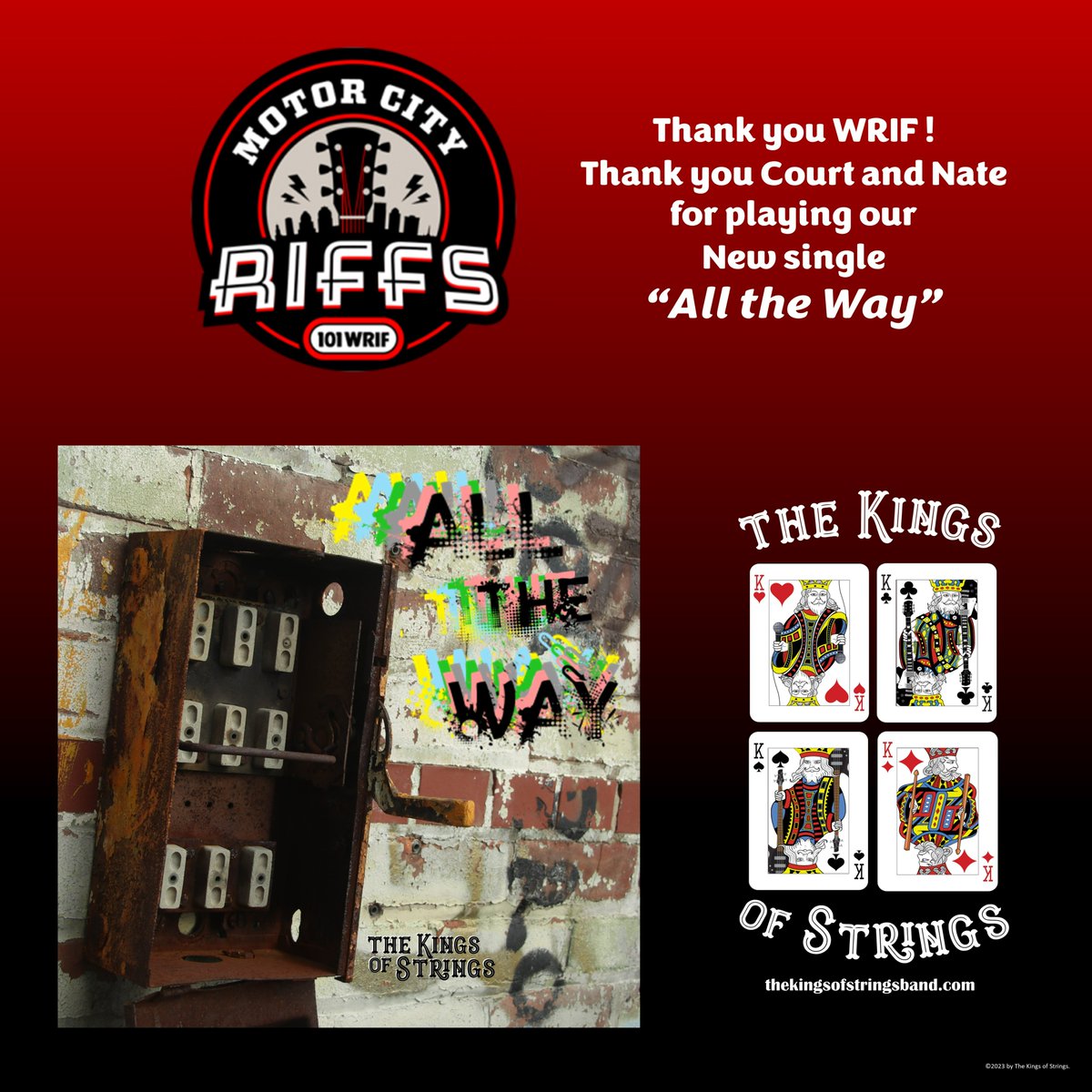KoSofficial_of's tweet photo. Thank you WRIF playing our NEW single "ALL THE WAY"
 
https://t.co/6YkaBBTBoM... #thekingsofstringsband #rockandroll #rock #music  #detroit #michigan #livemusic #bluesrock #newmusic #originalsongs #supportlocalmusicians #wrif #LocalSpins #wyce #michiganstatefair #motorcityriffs https://t.co/TUpMXvXMUJ