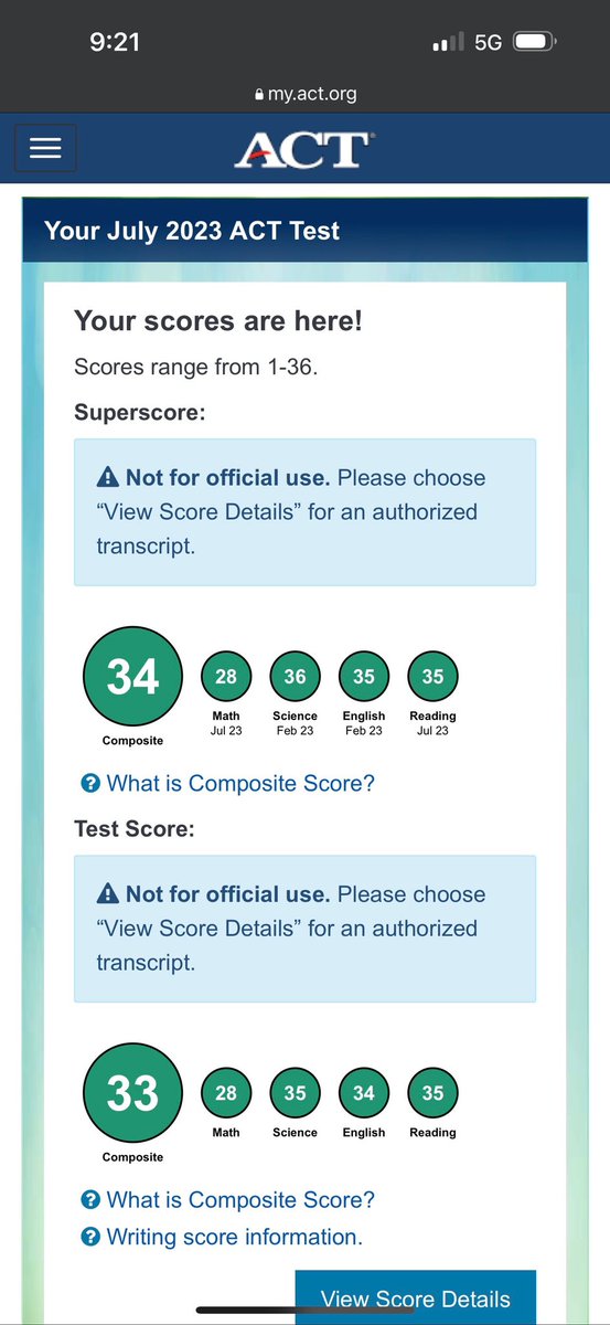 34 Superscore ACT