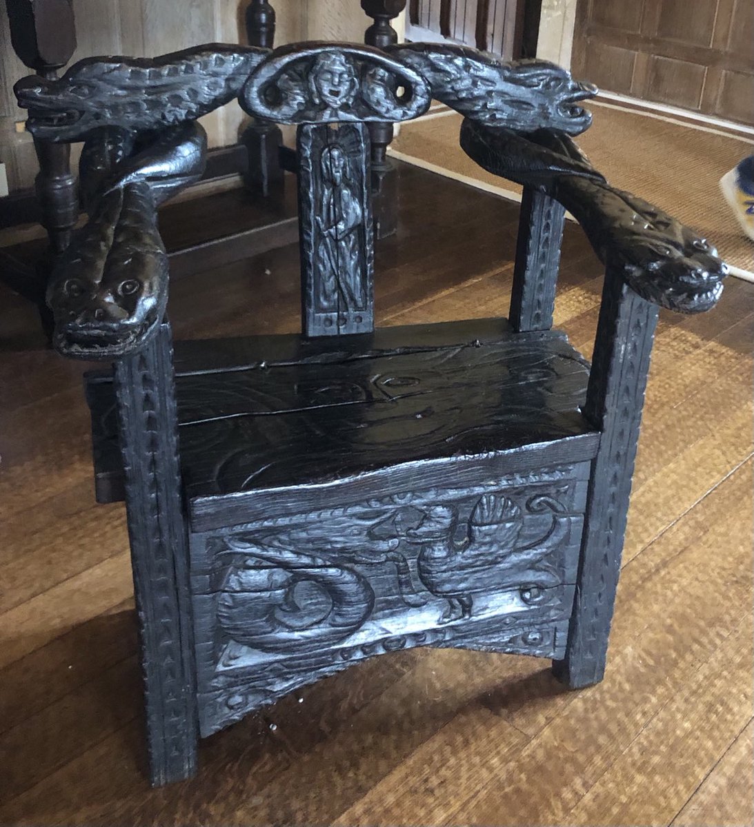 jblackauthor's tweet photo. Who would want to sit on this chair at Michelham Priory? What would it do to you? It is by no means all sweetness and light. https://t.co/y2QWPl3sU1