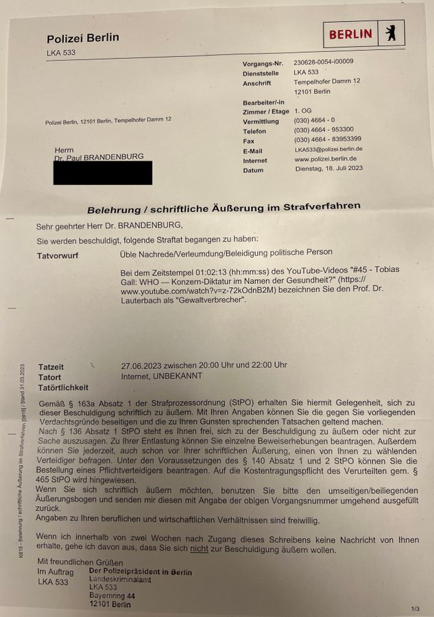 tomdabassman's tweet photo. Ich möchte euch bitten, den Prof.Dr.Lauterbach nicht als "Gewaltverbrecher" zu bezeichnen. Denn solltet ihr den Prof.Dr.Lauterbach als "Gewaltverbrecher" bezeichnen, kann es passieren, daß ihr so eine Anzeige bekommt, weil ihr den Prof.Dr.Lauterbach als "Gewaltverbrecher" bezeichnet habt.