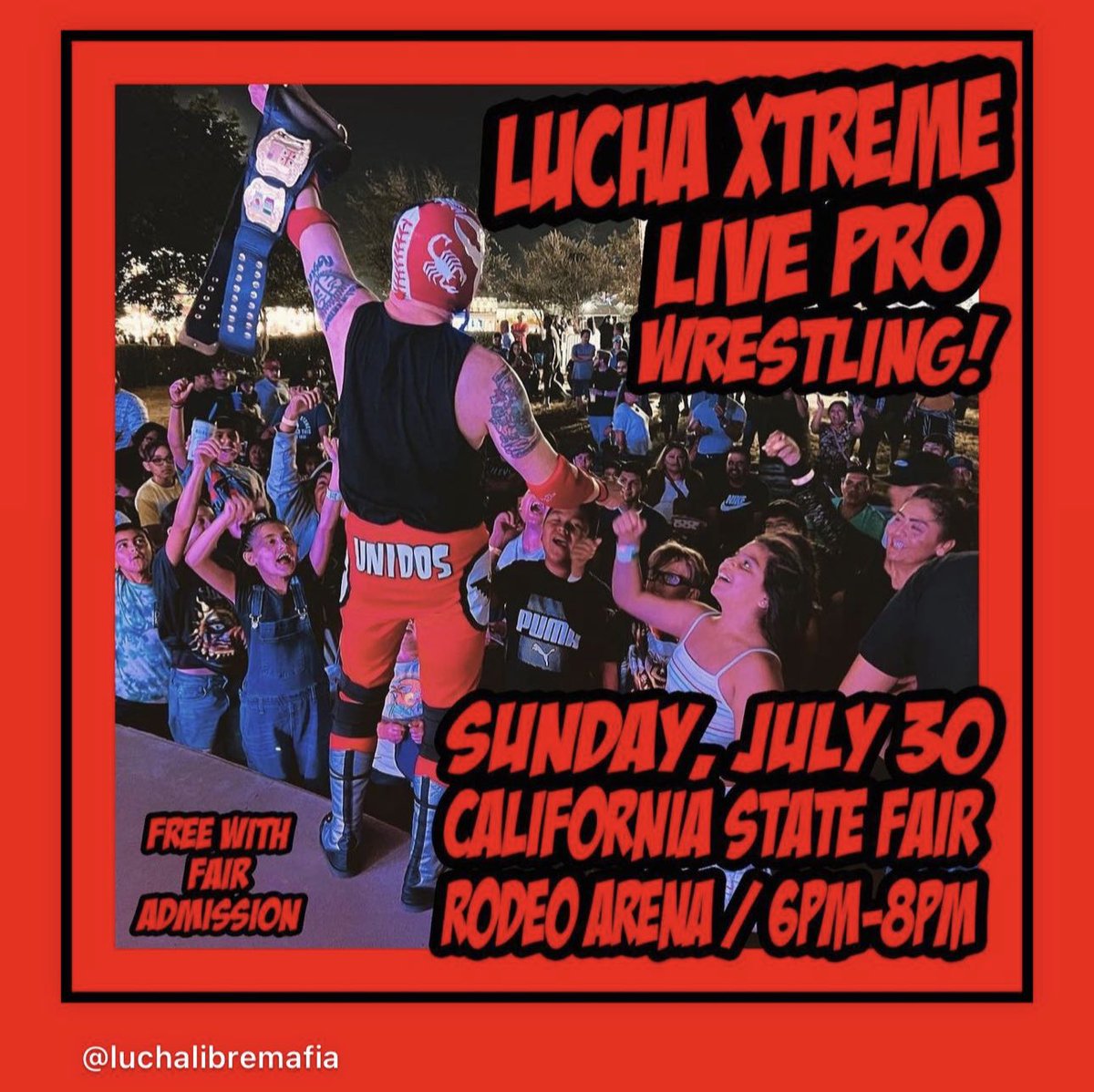 JTThornePro's tweet photo. Come see me wrestle (suffer) in 98 degree at the State Fair at the Cal Expo! 6pm-8pm Rodeo Arena!! See you there!! https://t.co/MsQrABQyhR