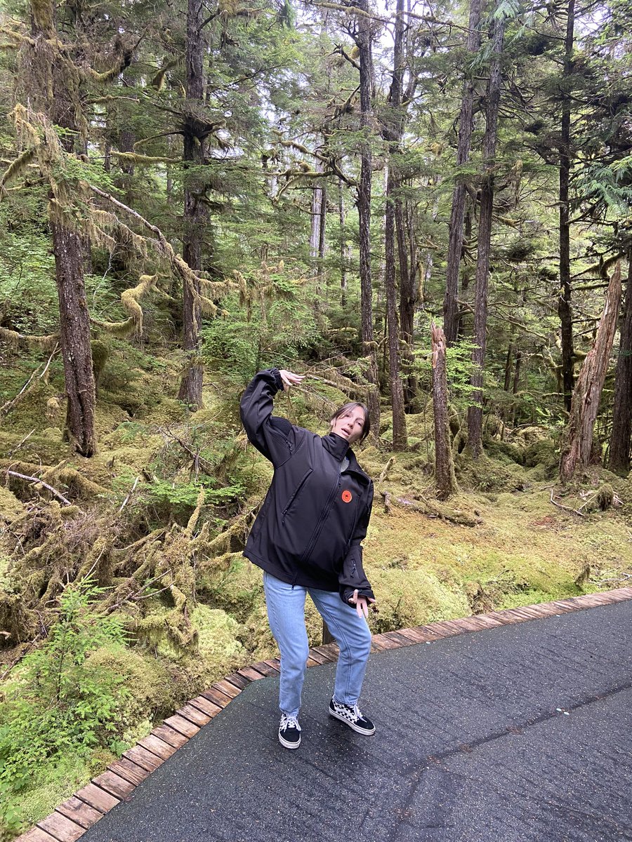 Alaska is a cool 60 degrees! This is Caitlin trying to pose like a tree