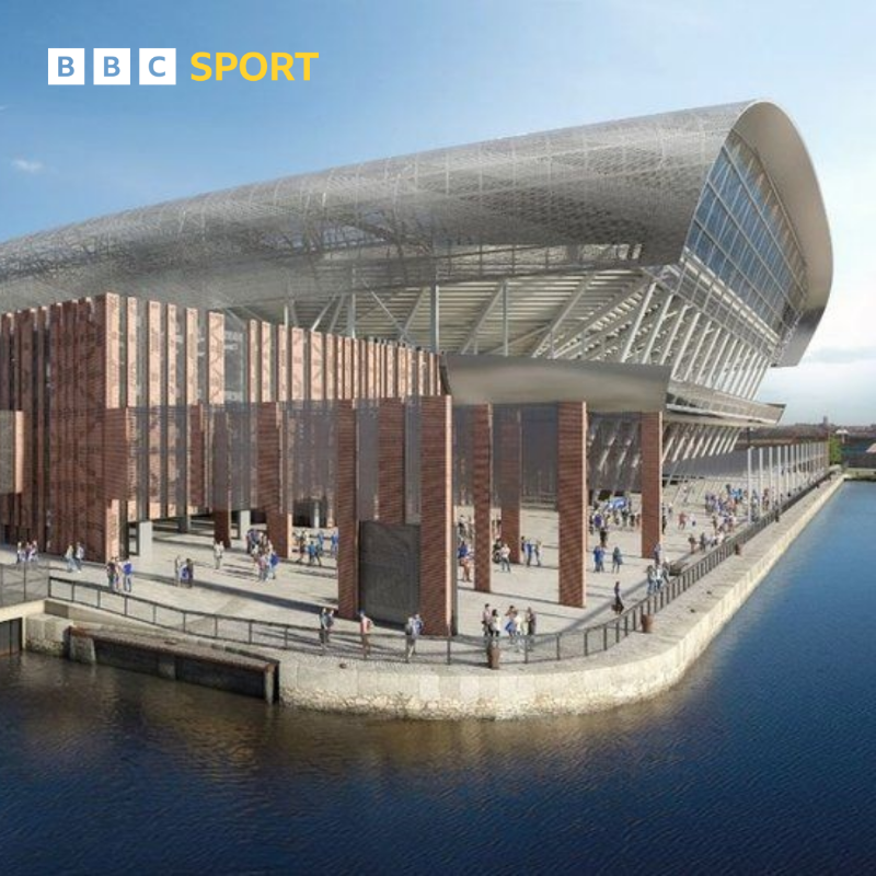 BBCSport's tweet photo. Everton's new £760m stadium is taking shape - and @BBCSport has been treated to a sneak peek behind the scenes of how the ground is shaping up.

#BBCFootball #efc #epl