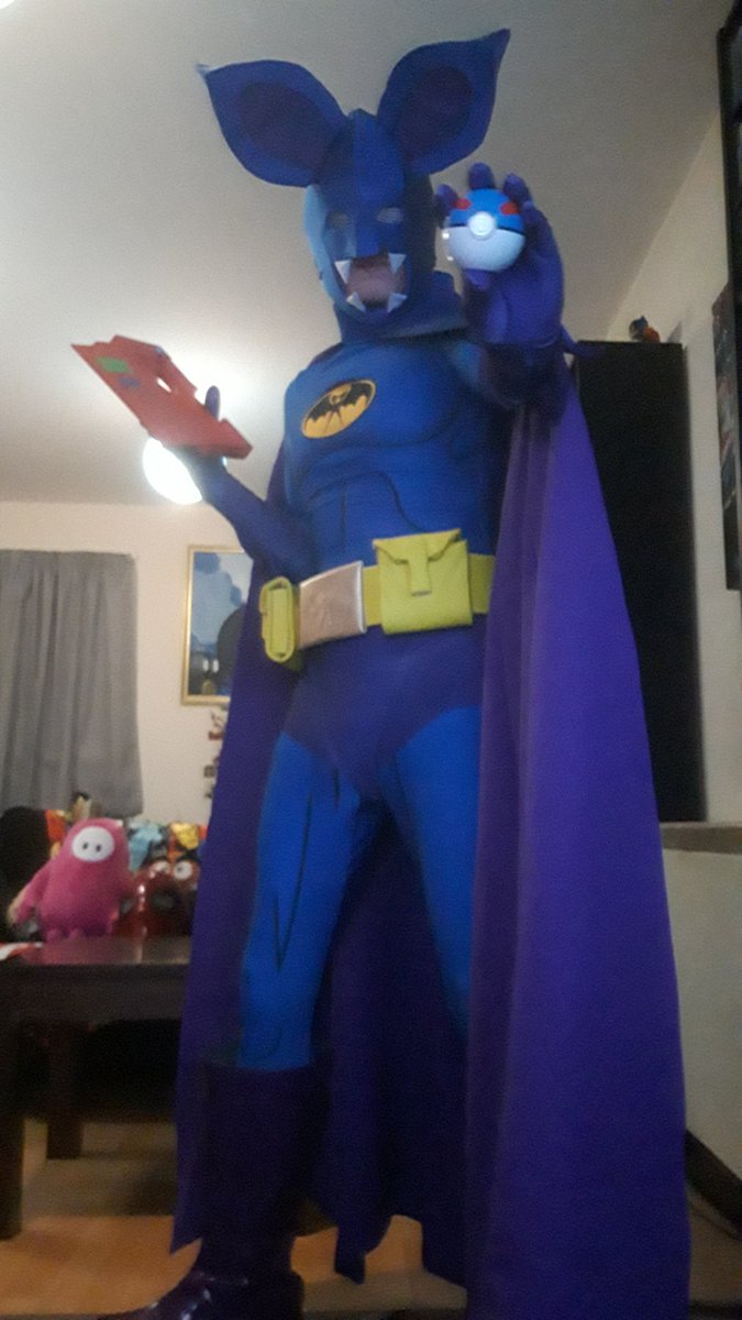 Cattigan619's tweet photo. I am the terror that flaps in the night!(wait wrong hero, ah hell roll with it). I am the scourge that dwells in the caves of Kanto. I'm #Zubatman! My #cosplay for #DublinComicCon next month.
#Pokemon #PokemonCosplay #Zubat #pokecosplay #pokemonparody #batmanparody #cosplayers https://t.co/aQ1efC2EXo