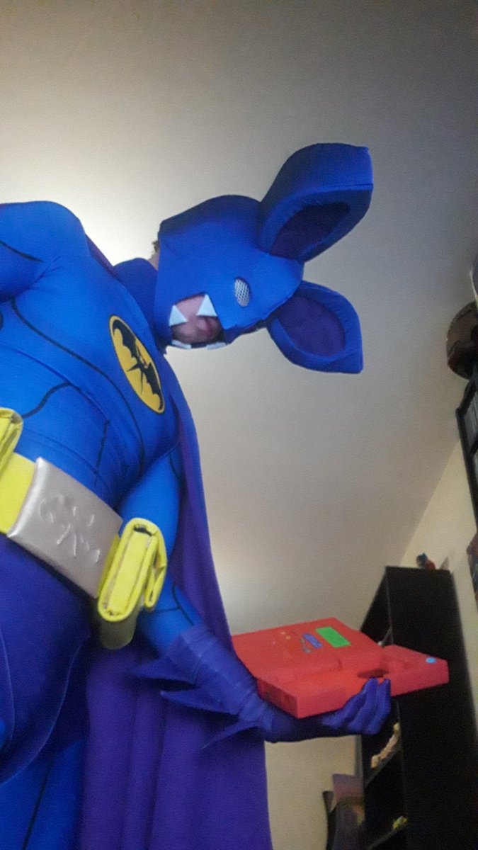 Cattigan619's tweet photo. I am the terror that flaps in the night!(wait wrong hero, ah hell roll with it). I am the scourge that dwells in the caves of Kanto. I'm #Zubatman! My #cosplay for #DublinComicCon next month.
#Pokemon #PokemonCosplay #Zubat #pokecosplay #pokemonparody #batmanparody #cosplayers https://t.co/aQ1efC2EXo