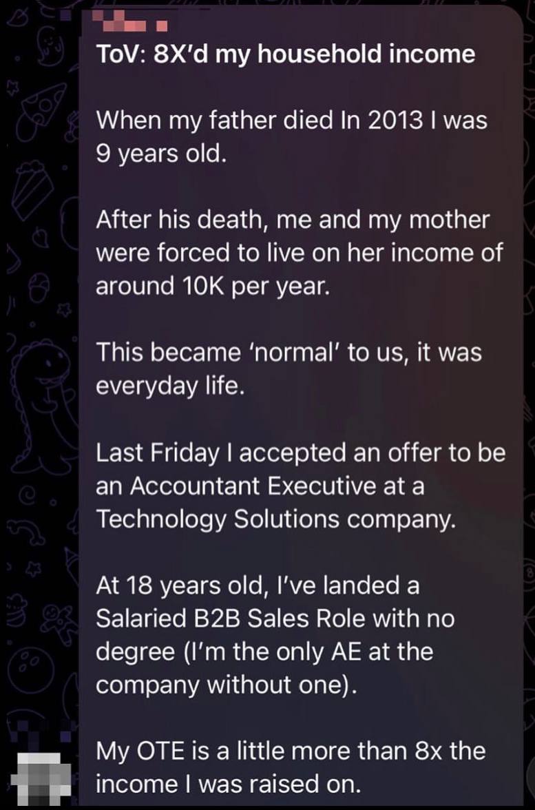 18 years old earning 8X more than his mother.  On his way to fully retire her.  While most his age are running around like headless chickens.  The War Room will show you the way and guide you at every step. DM “War Room” for details on our global network.