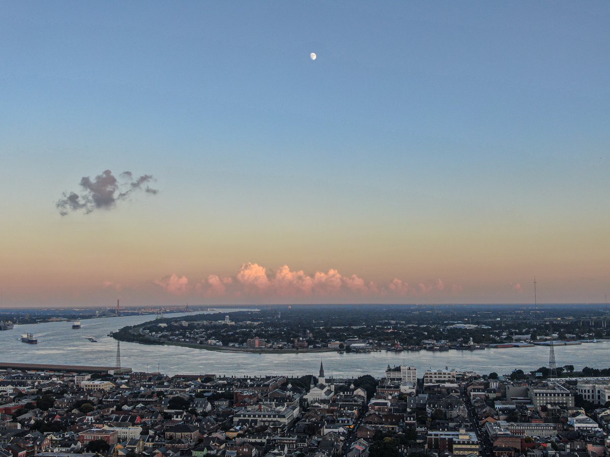 Moon rising over the quarter, New Orleans