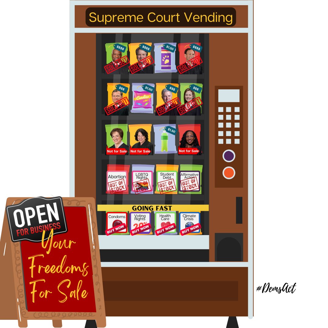 Red2Blue_org's tweet photo. The billionaire bought MAGA #SCOTUS Justices ended their term by trying to take America backward &amp; control who we can be, who we can love &amp; how we care for our bodies &amp; families. 
We must come together &amp; #vote for leaders who will protect our freedom to learn, love &amp; thrive. https://t.co/c4Ev9jR46k