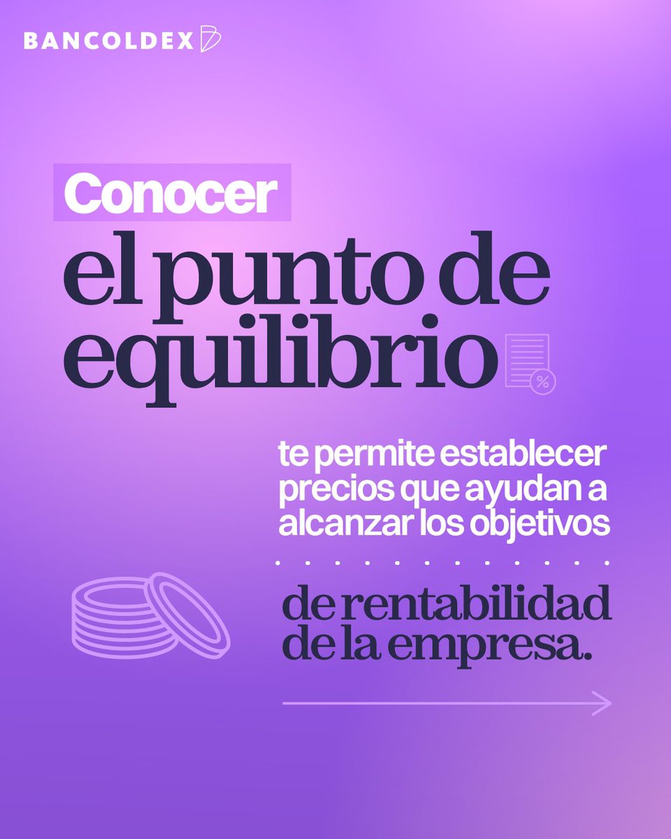 Bancoldex's tweet photo. #Calcular el punto de equilibrio es importante para la rentabilidad de una empresa 💡. Este se refiere al nivel de ventas en el que los ingresos igualan los costos, este también puede verse afectado por factores como la competencia y la demanda del mercado 🤔.
#ConectaDigital https://t.co/8sJyIHlvQG