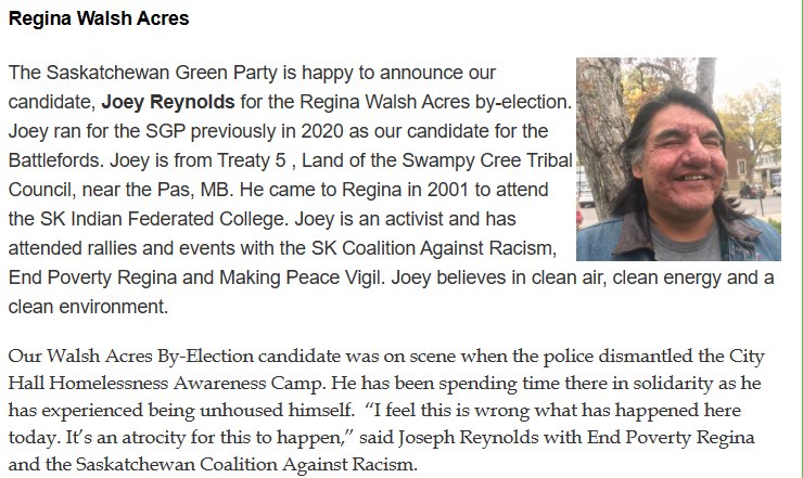 Meet Joey Reynolds, our candidate in the Regina Walsh Acres by-election!  If you want to volunteer, have a question or want a lawn sign can send an email to info@saskgreen.ca or to donate you can go to saskgreen.ca/donate
<a href="/GpcHunter/">NaomiHunterGPC</a> <a href="/ElectionsSask/">Elections SK</a> #skpoli #Saskatchewan
