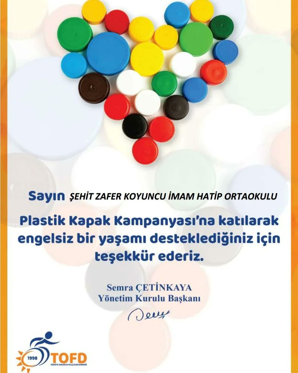 👏👏👏
Tebrikler Çocuklar.
Toplamış olduğunuz mavi kapaklar  Türkiye Omirilik Felçlileri Derneğine gönderilmek üzere toplama merkezi olan shell'e  teslim edildi.
Tekerlekli sandalye ihtiyacı olan birine el ayak olmak!
İnsanların hayatlarına dokunmaya devam etmeniz dileğiyle...