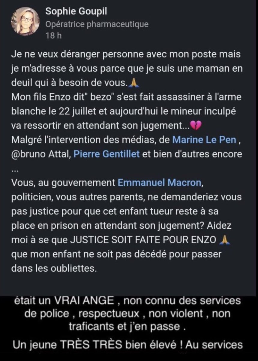 Bruno_Attal_'s tweet photo. Si la justice laisse sortir l’assassin d’Enzo alors elle tuera une deuxième fois ce petit ange parti trop tôt ! #JusticePourEnzo https://t.co/Xota7pSQn1