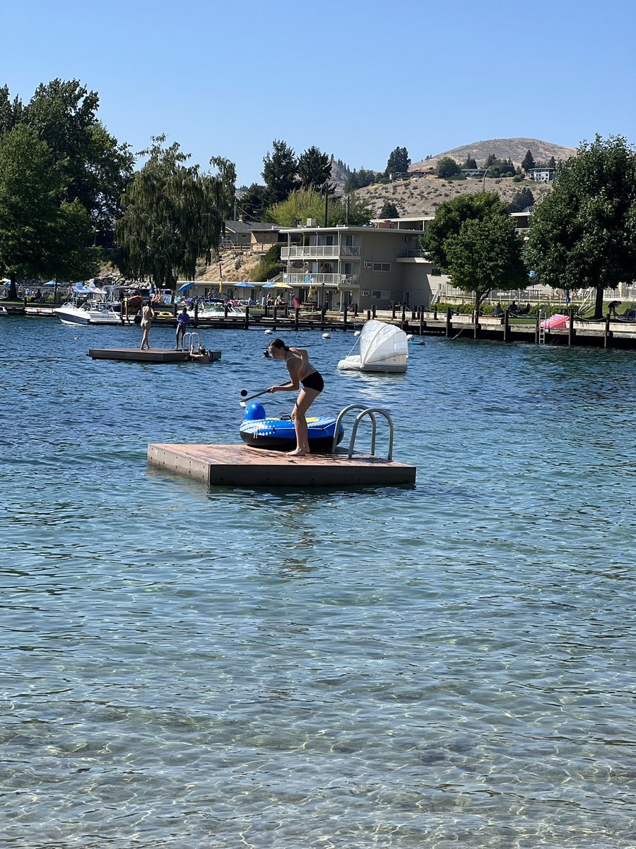 NicoTomacelli's tweet photo. You can take the girl out of the rink but you can’t take the rink out of the girl. Even at the lake, she’s working on her stick skills. 🏒 #Chelanigans https://t.co/XvNNeTWlmI