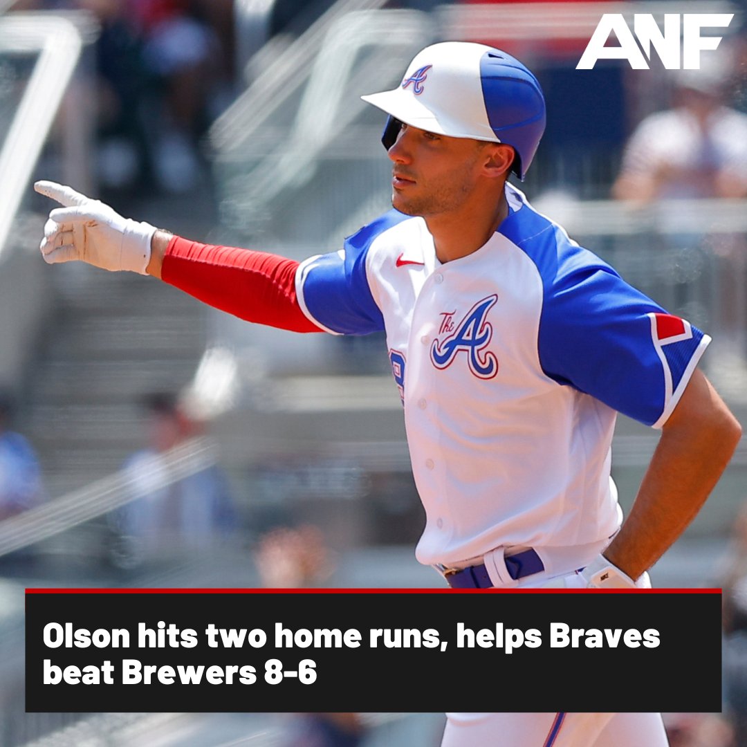 Olson leads the National League in home runs and the majors in RBI. Full story: tinyurl.com/3rvervrj