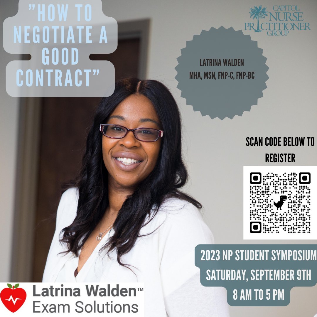 capitol_np's tweet photo. We are proud to have one of the up-and-coming pioneers of advanced practice nursing certification review.
Latrina Walden
One of our many stellar presenters at this event!!
Don’t miss out!
Register today --> https://t.co/As4y8wO8S1
#npstudents https://t.co/jBgpqOjH69