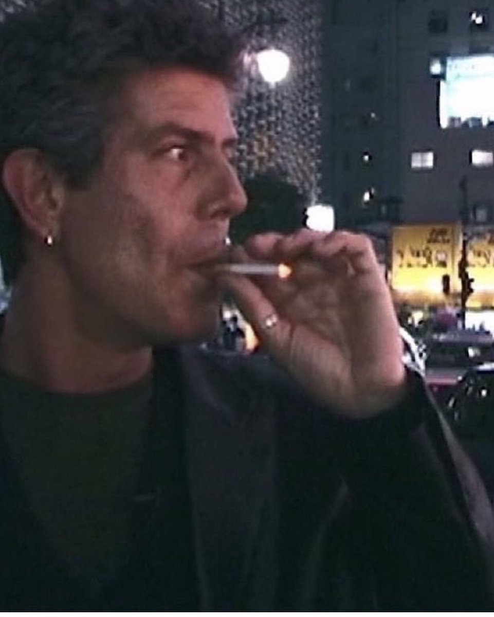 JStudwick's tweet photo. The realisation I will never be as cool as Anthony Bourdain smoking a cigarette 🥺 https://t.co/GH4o4u7wKw