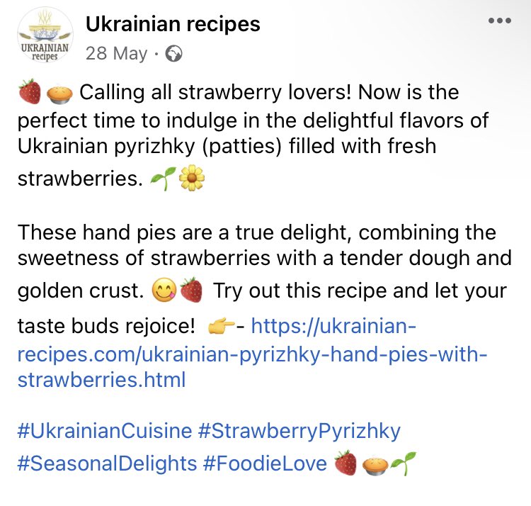 Now the strawberry jam has been made, I will tell you what I want to do with it.

I’ve decided that I want to embrace my Ukrainian heritage, by trying out some Ukrainian recipes…. ⬇️

#UkrainianRecipes #UkrainianPyrizhky #Ukraine #UkrainianFood #Pastry #Pattie #Strawberries