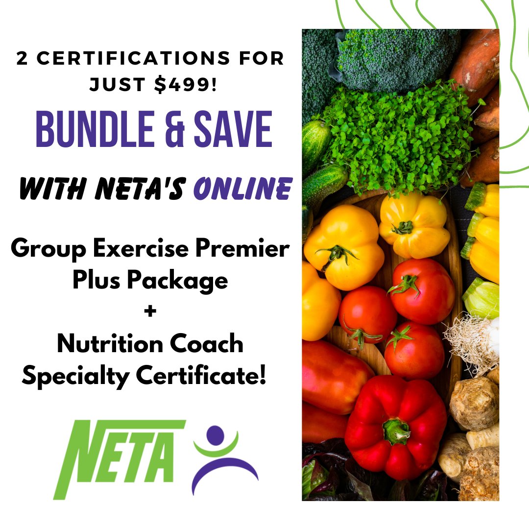 NETAFIT's tweet image. It’s true, we make summer a lot more fun! Now you can earn your #GroupExerciseInstructor Certification with NETA and SAVE when you bundle it with our Online #NutritionCoach Specialty Certificate! Ready to gain new skills and grow your client list? Visit: buff.ly/3IVgg1D