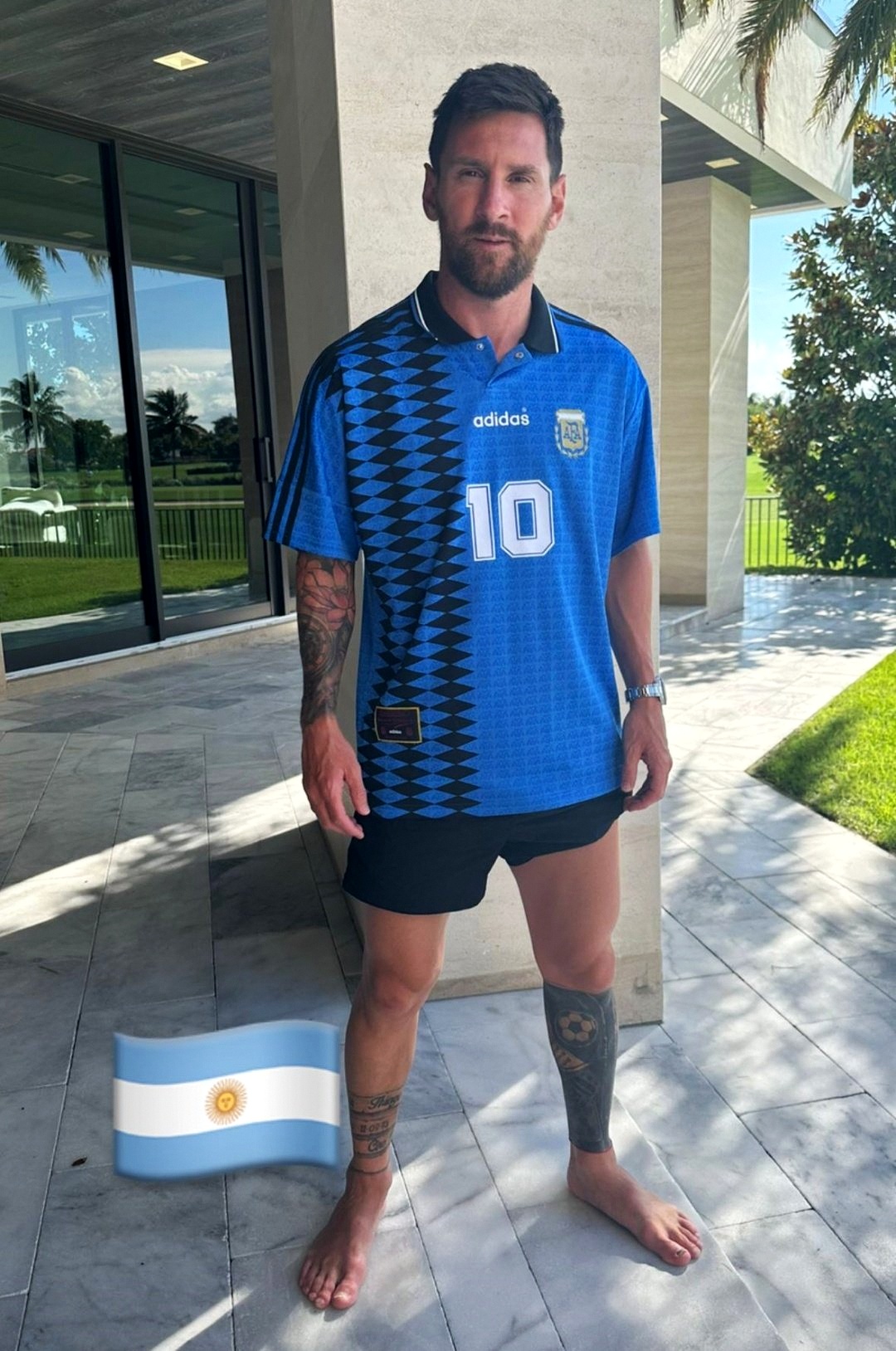 Man City star Julian Alvarez joined with Lionel Messi to wears a remake of the 1994 Argentina shirt worn by Diego Maradona