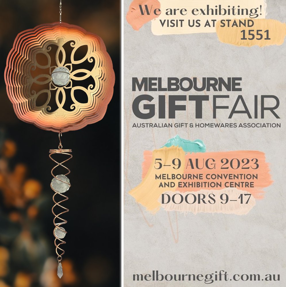 ArtwerxAus's tweet photo. Who will we be seeing this weekend at the Melbourne Gift Fair?! Come visit us at stand 1551. 
If you are a current stockist of looking at becoming a stockist, you will be able to see our latest range of wind spinners first hand. 
#artwerx #agha #aghaevents #melbournegiftfair https://t.co/dw4OJODl4A