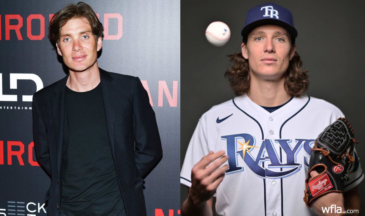 WFLA's tweet photo. 'Oppenheimer' star Cillian Murphy acknowledges Rays pitcher as doppelganger: 'He's a lot better at baseball than I am' 🤣🎬⚾
https://t.co/9IJfN6hR8S https://t.co/hZ4ex5pCS0