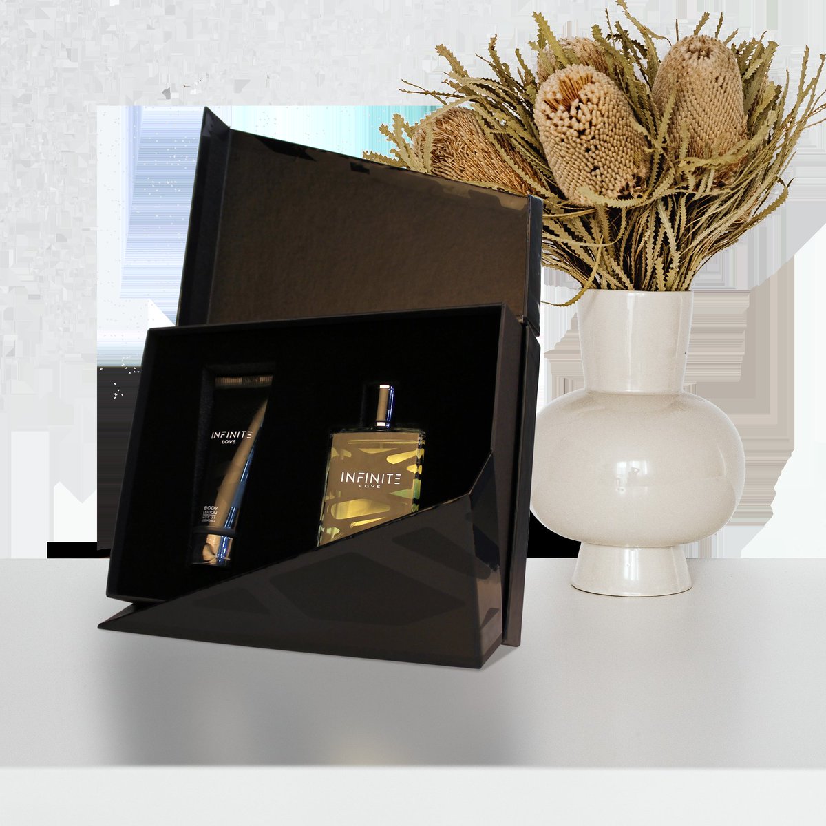 Love is encapsulated as a Keynote in Infinite Love perfume bottle.