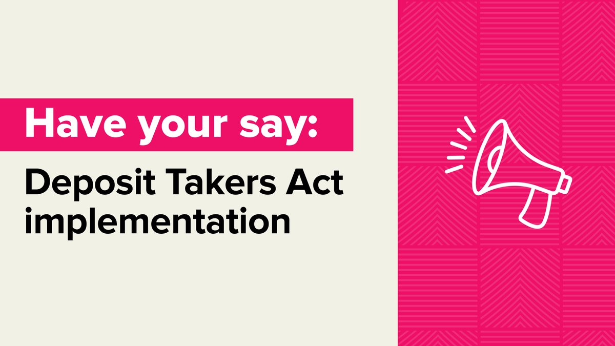 We want your feedback on the implementation of the Deposit Takers Act, with proposals for the Proportionality Framework and for levies to fund the Depositor Compensation Scheme. Find out more here: bit.ly/44MQUvA
